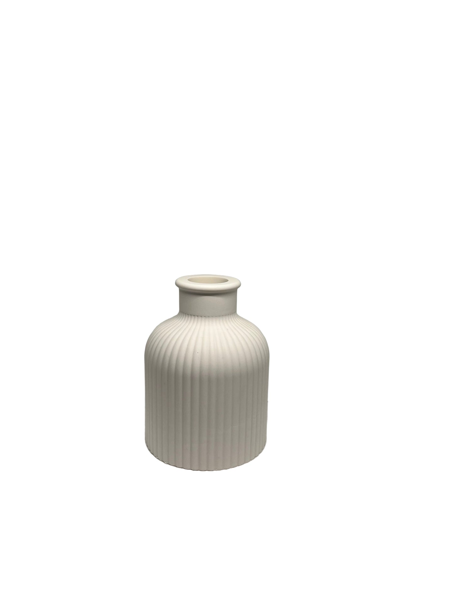 Ribbed Vase - White